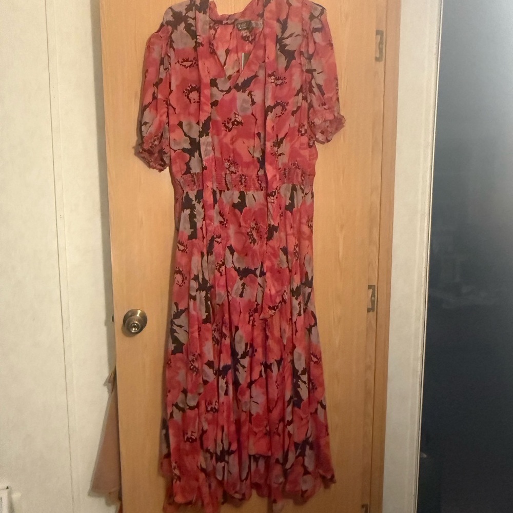 Polo by Ralph Lauren Pink and Black Floral Maxi Dress